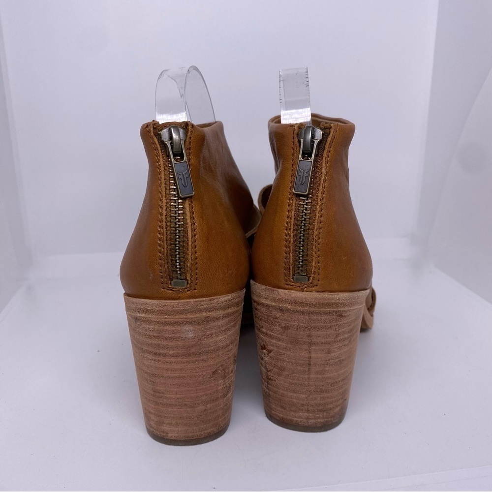 Frye Tash Cut Out Brown Leather Bootie Sandals Size 8.5 - Picture 5 of 7
